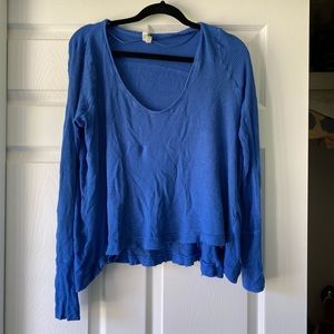 Free People Blue Long-Sleeved Top
